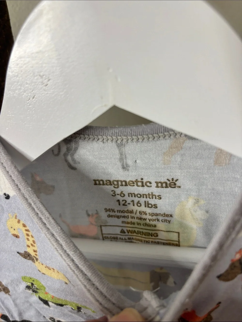 Magnetic Me Light Gray Dog Print Footed One-Piece Size 12-18M
